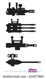 Set of Spaceship weapons silhouette set six