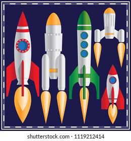 Set of spaceships. Vector illustration.