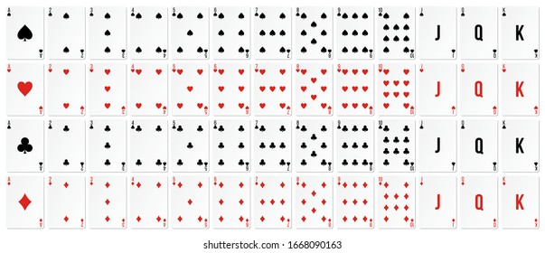 set spades hearts clubs diamonds playing cards design vector