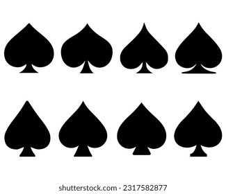Set of Spades Silhouette, Play Card Suits