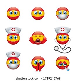 Set of Spain emoji  - emoticons - isolated vector illustration
