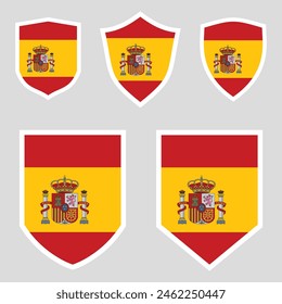 Set of Spain Flag in Shield Shape Frame