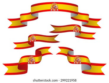 Set of Spain insignia in different shape of ribbons