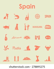 It is a set of Spain simple web icons