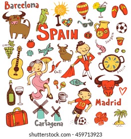 A set of Spain symbols and landmarks, vector illustration.