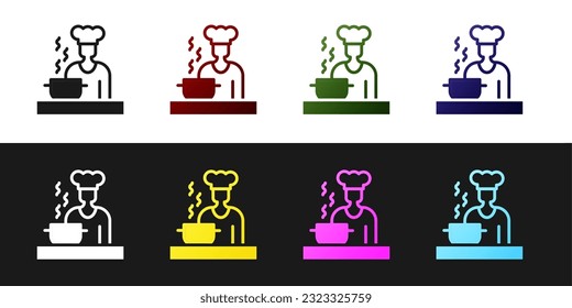Set Spanish cook icon isolated on black and white background.  Vector