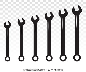 set of spanner / basin wrench combination flat icon for apps or websites