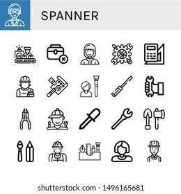Set of spanner icons such as Technician, Worker, Toolbox, Tool, Engineering, Repairman, Draft, Screwdriver, Plier, Mechanic, Wrench, Tools, Paint tools, Painting tools , spanner