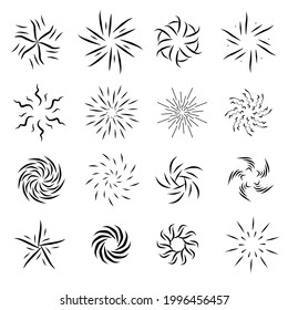 set of spark and burst effect vector design