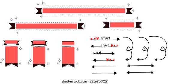 Set of Sparkel speech bubbles,Cute tag and ribbons Banners with arrow,doodle style.