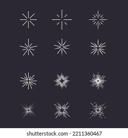 SET OF SPARKLE ELEMENTS FOR DESIGN. GRAPHIC ELEMENTS