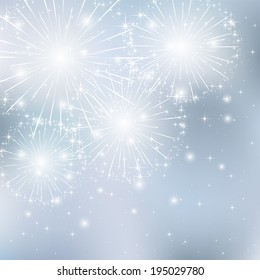 Set of sparkle firework on gray background, illustration.