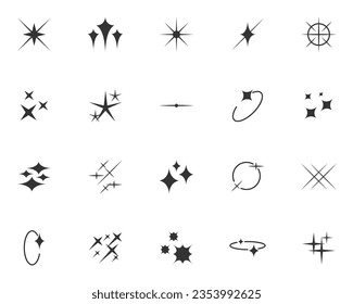 set of sparkle icon, glow, glitter, 