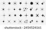 Set sparkle icon. Vector four-pointed star for logo, social media stories.Eps 10