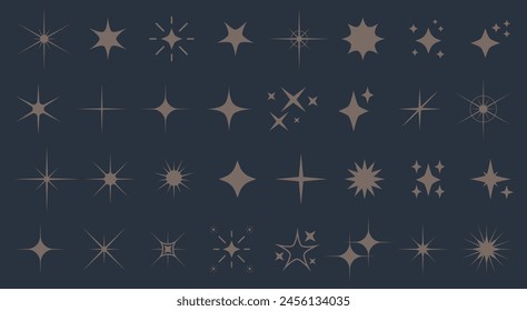 Set sparkle icon. Vector four-pointed star for logo, social media stories.Eps 10 