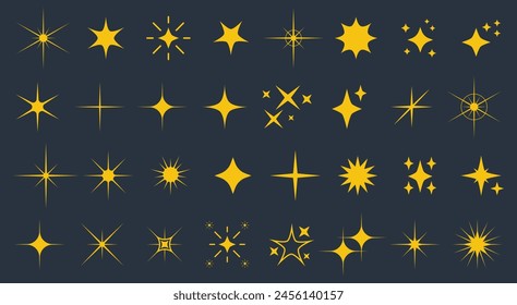 Set sparkle icon. Vector four-pointed star for logo, social media stories.Eps 10