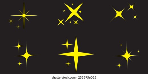 Set sparkle icon. Vector four-pointed star for logo, social media stories. eps 10