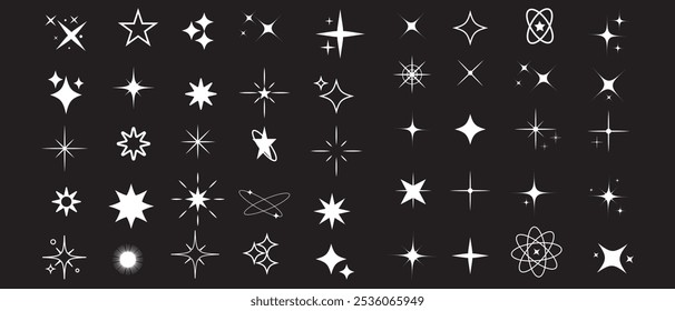 Set sparkle icon. Vector four-pointed star for logo, social media stories. eps 10