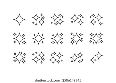 Set of Sparkle icon.Clean shining icons . Flash symbol. Twinkle star shapes vector design.