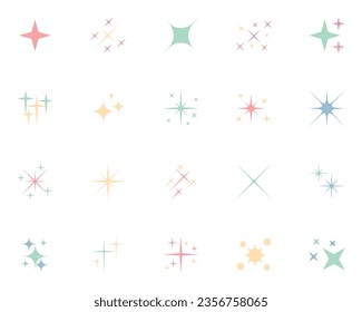 set of sparkle icons, glitter, bright