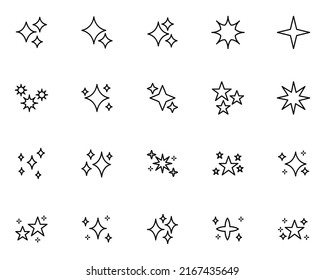 set of sparkle icons, glitter, effect, shiny