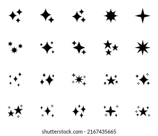 set of sparkle icons, glitter, effect, shiny