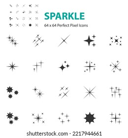 set of sparkle icons, glitter, effect, shiny
