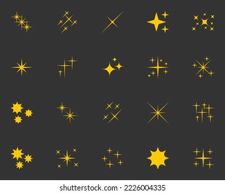 set of sparkle icons, glitter, effect