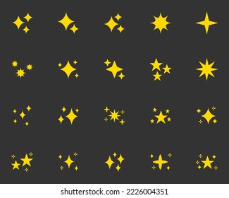set of sparkle icons, glitter, effect, shiny