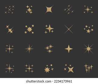 set of sparkle icons, glitter, effect