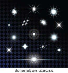 Set of sparkle lights with transparency effects. Eps 10 vector illustration.