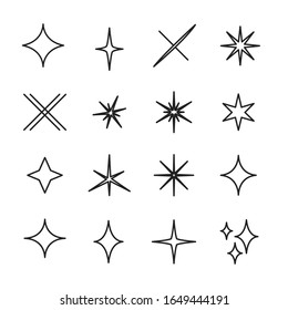 Set of sparkle related vector line icons. Premium linear symbols pack. Vector illustration isolated on a white background. Web symbols for web sites and mobile app. Trendy design. 