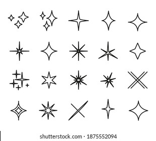 Set of sparkle related vector line icons. Premium linear symbols pack. Vector illustration isolated on a white background. Web symbols for web sites and mobile app. Trendy design.