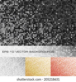 Set of sparkle sequin backgrounds. Eps10 vector.