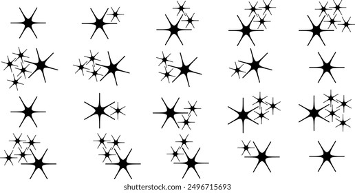 Set of sparkle star icons. Abstract sparkle icon, shine icon, clean icon, star, icon shape vector illustration. Sparkles vector	