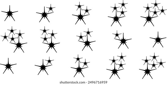 Set of sparkle star icons. Abstract sparkle icon, shine icon, clean icon, star, icon shape vector illustration. Sparkles vector	