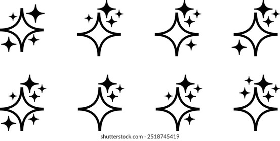 Conjunto de iconos de estrellas brillantes. Icono Abstractas de la chispa, icono del brillo, icono limpio, estrella, Ilustración vectorial de la forma del icono. Vector Sparkles	