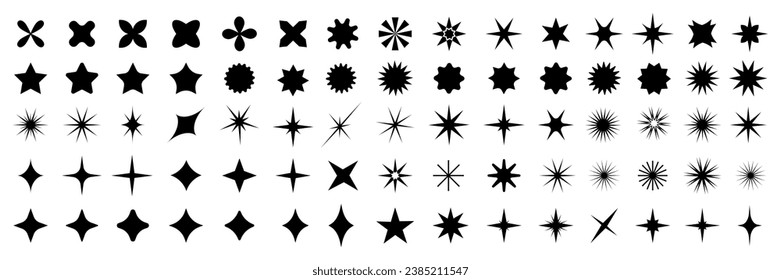 Set of sparkles star icons. Christmas black star icon. Modern simple stars collection. Bright firework .Light icon set. Flash,shine sparkle icon,glare,blink star.