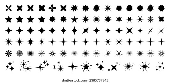 Set of sparkles star icons. Modern simple black stars collection. Christmas stars icons. Bright firework . Flash,shine sparkle icon,glare,blink star,light.