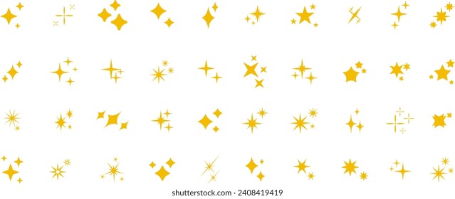 Set of sparkles star icons.Rating star .Bright vector stars.Flash,shine sparkle icon,glare,light,blink star. Modern simple yellow stars collection.	