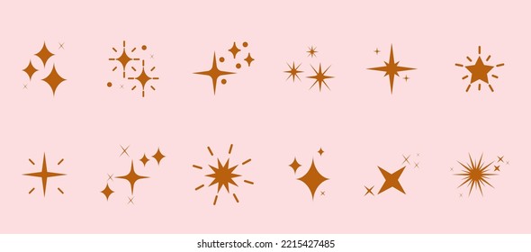 Set of sparkles star icons.Star line icon.Bright firework.Light icon set.Flash,shine sparkle icon,glare,blink star. Abstract elements of star,sparkling.