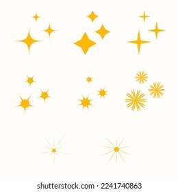 Conjunto de diseño vectorial de iconos de estrella brillante