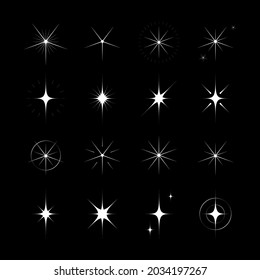 set of sparkling star illustration design, flat sparkling star collection template vector