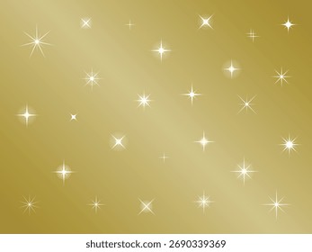 A Set of sparkling star, vector glowing star light effect. Glitter magic star sparks on gold background.
