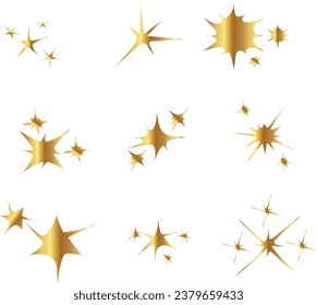 set of sparkling stars icon vector