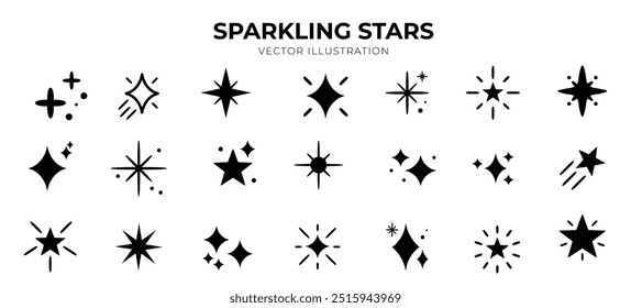 Set of Sparkling stars vector illustration
