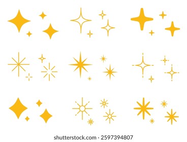 Set of sparkling vector icons. shiny, glittery.