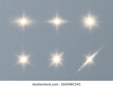 A set of sparkling white highlights and soft ray light stars. Suitable for sparkle, glow and holiday effects.