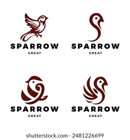 Set of Sparrow Icon Logo Design Template