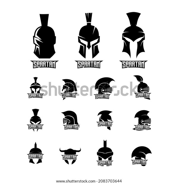 Set Spartan Helmet Logo Design Vector Stock Vector (Royalty Free ...